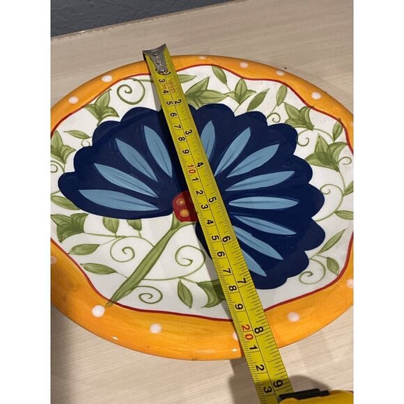 Pier 1 set of four 8 1/4" plates with a pretty hand painted flowers design - Picture 8 of 8